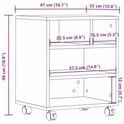 VidaXL Printerkastje met wielen 41x32x48 cm gerookt eikenkleurig VidaXL Printerkastje met wielen 41x32x48 cm gerookt eikenkleurig