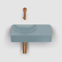 Clou Vale Fontein Met Voorbewerkt Kraangat Rechts Met Geintegreerde Afvoer Mat Blauw Keramiek 38 cm Clou - thumbnail