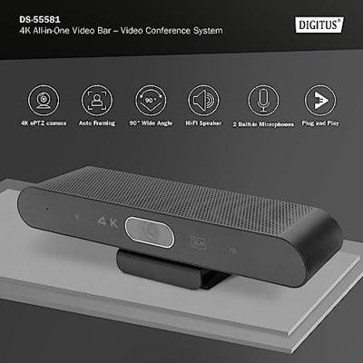 Digitus DS-55581 4K videoconferentiesysteem 3840 x 2160 Pixel Klemhouder, Luidspreker, Microfoon, Snelle autotracking via AI, Standvoet