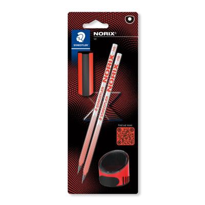 Potlood Staedtler Norix HB blister à 2 stuks zwart-koraal Potlood Staedtler Norix HB blister à 2 stuks zwart-koraal