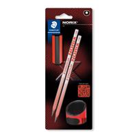Potlood Staedtler Norix HB blister à 2 stuks zwart-koraal - thumbnail
