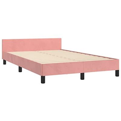Bedframe met hoofdeinde fluweel roze 120x200 cm