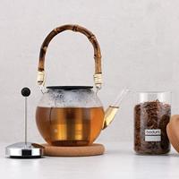bodum ASSAM BAMBOO 1.5 Liter Theekoker Transparant, Zwart, Bamboe - thumbnail