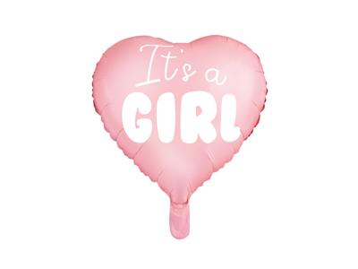 Folieballon Hart licht pink It's a girl 45cm