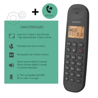 Logikom DECT ILOA 150 Solo vaste telefoon, zwart, zonder antwoordapparaat