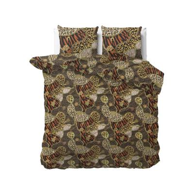 Dekbedovertrek - Pantherprint - Jewels Brown - Met knoopsluiting, incl. kussenslopen - Bruin
