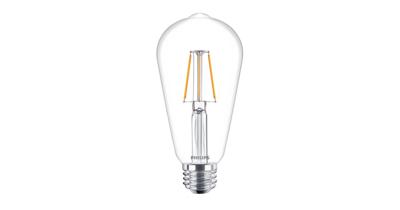 Philips E27 LED Filamentlamp - Transparant - Warm wit licht - 4W vervangt 40W