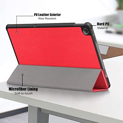 Lunso - Lenovo Tab M10 Plus Gen 3 (3e generatie) - Tri-Fold Bookcase hoes - Rood Lunso - Lenovo Tab M10 Plus Gen 3 (3e generatie) - Tri-Fold Bookcase hoes - Rood