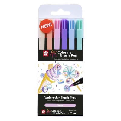 Sakura koi coloring brush pen set sweets, 6 kleuren