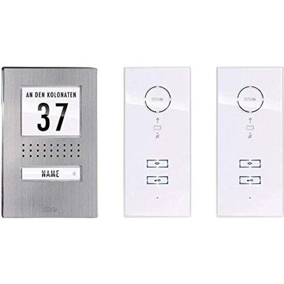 m-e modern-electronics ADV 112 WW Deurintercom Kabelgebonden Complete set voor Eengezinswoning RVS, Wit