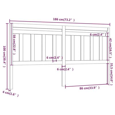 Hoofdbord 186x4x100 cm massief grenenhout honingbruin