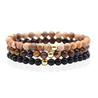 Memphis Stacked Kralen Armbanden set - 6mm Brown - thumbnail