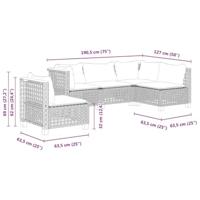 5-delige Loungeset met kussens poly rattan beige - thumbnail