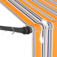 VidaXL Luifel handmatig uitschuifbaar met led 250 cm geel en blauw - thumbnail