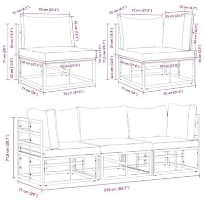Buitenmeubelsets met kussen met kussen 3 pcs Zwart en Anthraciet Buitenmeubelsets met kussen met kussen 3 pcs Zwart en Anthraciet