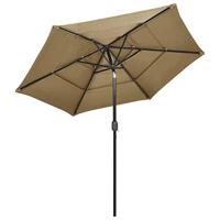 VidaXL Parasol 3-laags met aluminium paal 2,5 m taupe - thumbnail