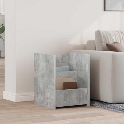 Bijzettafel met plank Beton Grijs 35 x 35 x 45 cm Bewerkt hout Bijzettafel met plank Beton Grijs 35 x 35 x 45 cm Bewerkt hout