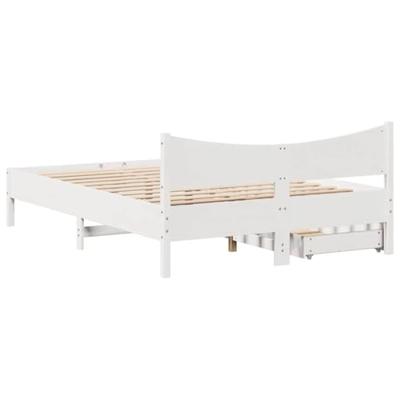 Bedframe met lades massief grenenhout wit 140x200 cm