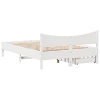 Bedframe met lades massief grenenhout wit 160x200 cm - thumbnail