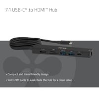 Club 3D csv-2555 7-1 usb-c naar hdmi hub (zwart, 4k60hz, pd3.1 140w, usb-a, usb-c, lan, microsd) - thumbnail
