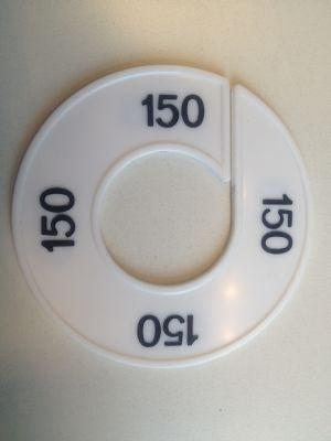 Maatring 9cm wit/zwart 150