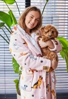 Honden badjas met capuchon - luxe gevoerd-s/m - thumbnail