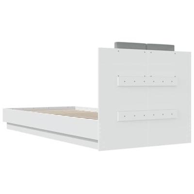 Bedframe met hoofdbord en LED-verlichting wit 90x200 cm