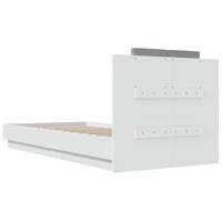 Bedframe met hoofdbord en LED-verlichting wit 90x200 cm - thumbnail