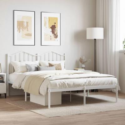 Bedframe met hoofdbord metaal wit 140x190 cm Bedframe met hoofdbord metaal wit 140x190 cm