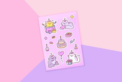 Stickervel - Birthday Cats
