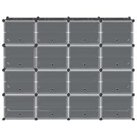 VidaXL Opbergmeubel met 16 vakken en deuren polypropeen zwart - thumbnail