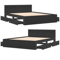 Bedframe met hoofdeinde zonder matras 160x200 cm zwart - thumbnail