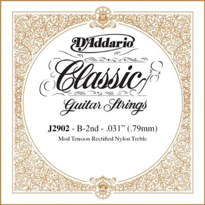 D&apos;Addario J2902 Classics Rectified Classical Guitar Single String klassieke gitaar snaar, Moderate Tension, 2nd String