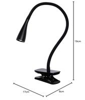 Lucide ZOZY - Klemlamp - LED 3 StepDim - 1x4W 3000K - Zwart - thumbnail