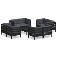 9-delige Loungeset met antracietkleurige kussens grenenhout - thumbnail