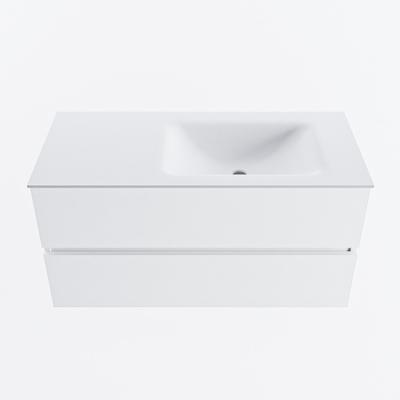 MONDIAZ VICA 100cm badmeubel onderkast Talc 2 lades. Wastafel CLOUD rechts 1 kraangat, kleur Talc.