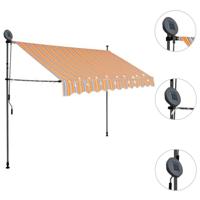 VidaXL Luifel handmatig uitschuifbaar met led 250 cm geel en blauw - thumbnail