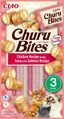 Inaba Ciao Churu Bites kip met tonijn en zalm kattensnack 9 x 10 g