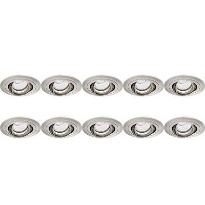 10x Kantelbare GU10 Inbouwspot - Rond Nikkel Aluminium Ø92mm