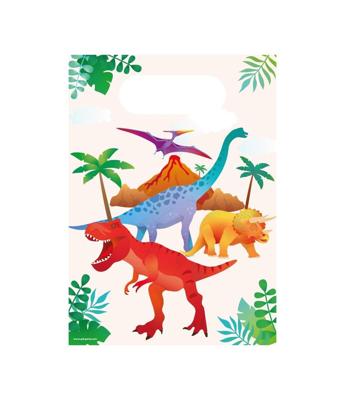 Cadeau tasjes dino papier 23x16cm 6 stuks Cadeau tasjes dino papier 23x16cm 6 stuks