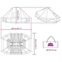 Familie Tipi Tent met dak Groen 680 x 430 x 270 cm - thumbnail