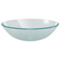 VidaXL Wastafel met kraan en pop-up afvoer mat gehard glas - thumbnail