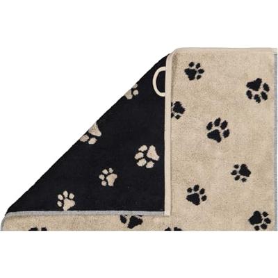 Cawö Cawo We love Dogs gemustert 6247 Handdoek 50x100 schwarz/beige