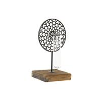 Kaarshouder DKD Home Decor Kristal Zwart Metaal Hout Bruin 20 x 20 x 36 cm - thumbnail