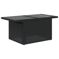 7-delige Loungeset met kussens poly rattan zwart - thumbnail