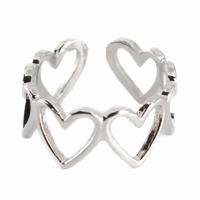 Verstelbare Ring Hartjes Koper Zilverkleurig - thumbnail