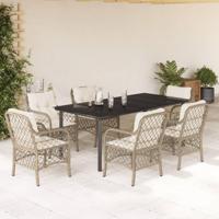 7-delige Tuinset met kussens poly rattan beige - thumbnail