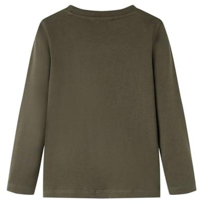 Kindershirt met lange mouwen voetbalspelerprint 140 kakikleurig