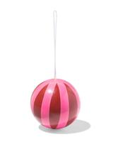 HEMA Kersthanger 6x6cm hout bal roze-rood (multi) - thumbnail