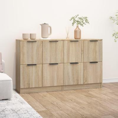 Dressoirs 2 st 60x30x70 cm bewerkt hout sonoma eikenkleurig